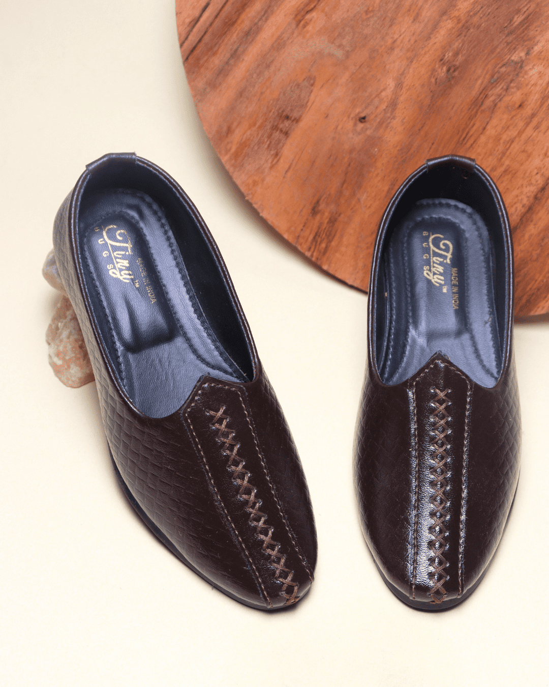Tiny Bugs Boys Ethnic Wear Mojaris - Brown