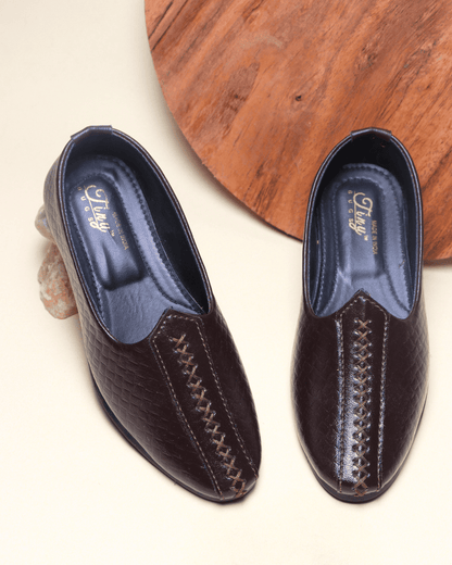 Tiny Bugs Boys Ethnic Wear Mojaris - Brown