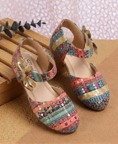 Tiny Bugs Girls Sequncse Back Open Ballerinas - Multi