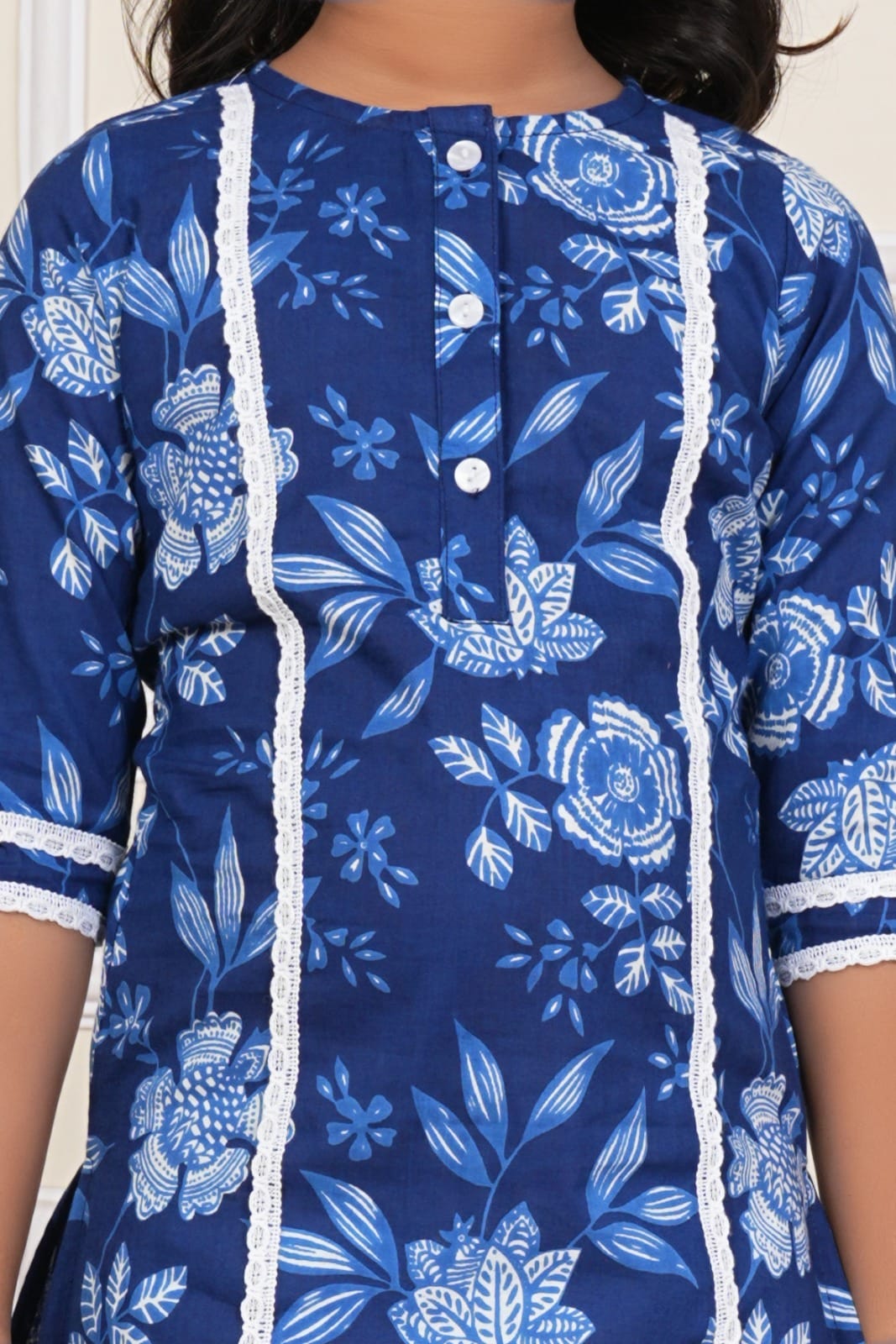 Tiny Bugs Girls Ethnic Kurta Sarara Set -  Blue