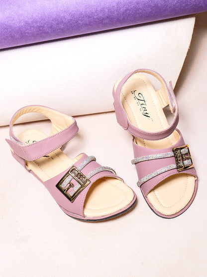 Tiny Bugs Girls Embellished  Velcro Sandals - Purple