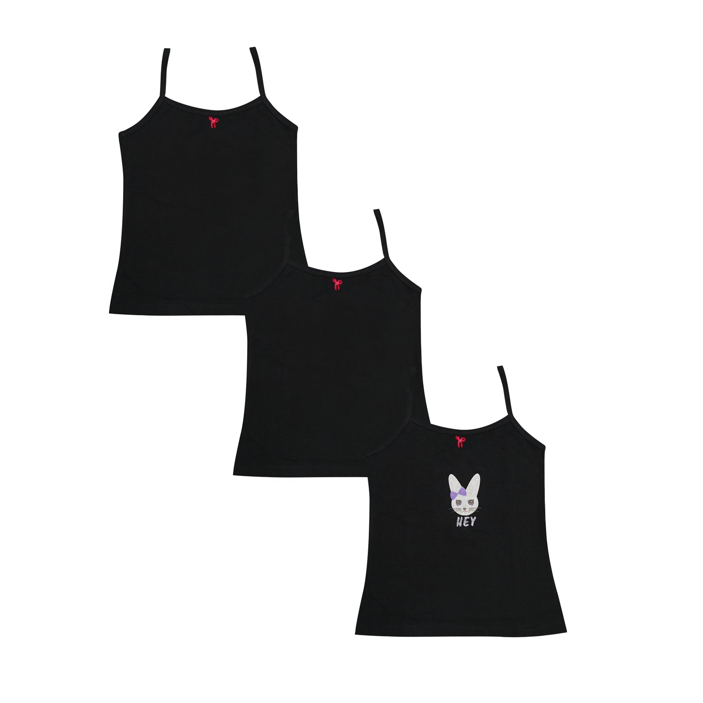 Tiny Bugs Black Solid Cotton Camisole