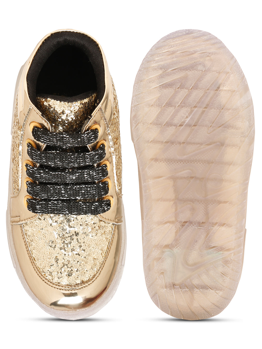 Tiny Bugs Unisex Party Wear Lace up Sneakers - Golden