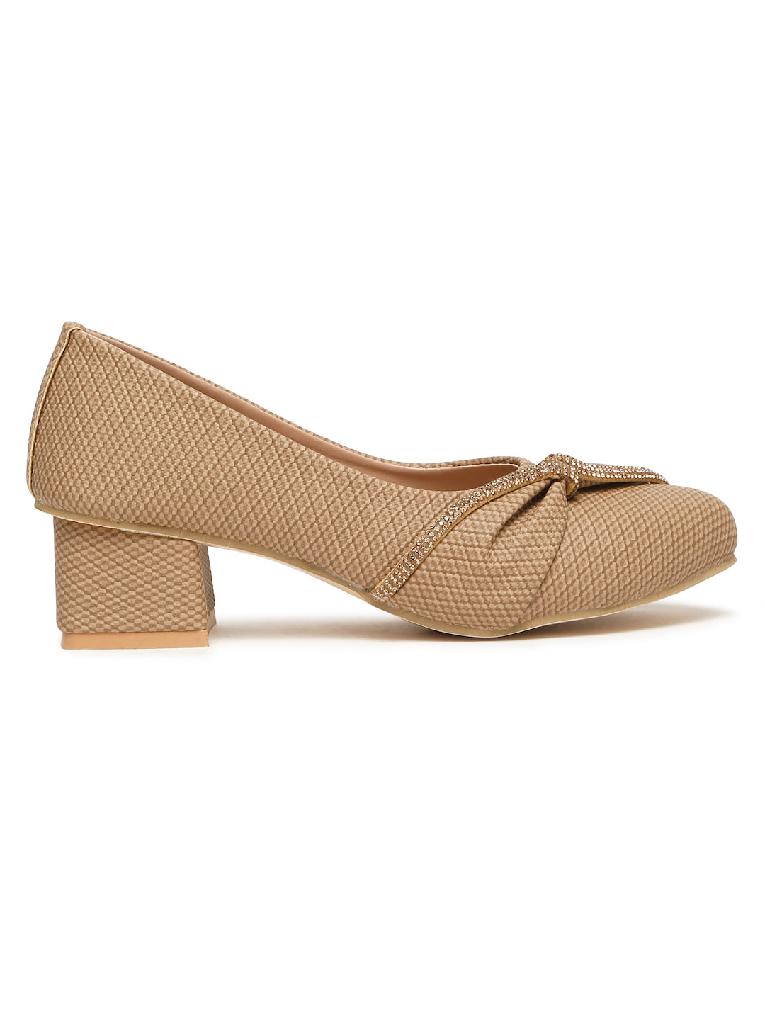 Tiny Bugs Girls Party Wear Embellished Ballerinas - Beige
