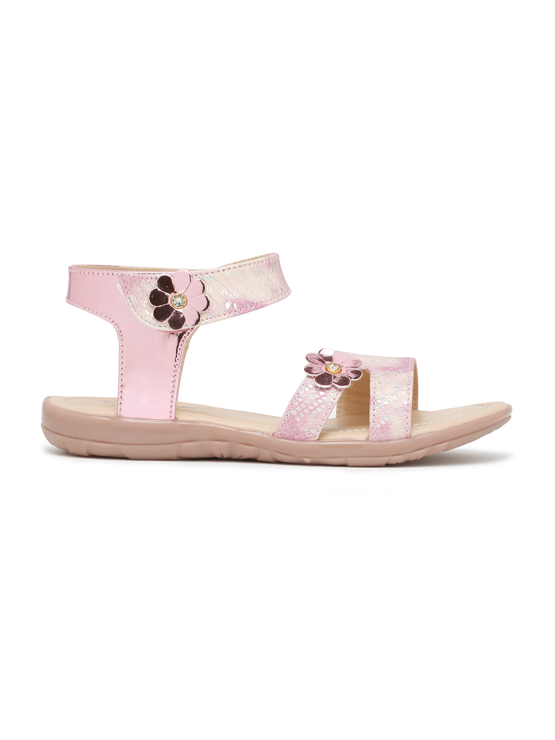 Tiny Bugs Girls Flowral Embellished Sandals - Purple