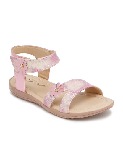 Tiny Bugs Girls Flowral Embellished Sandals - Purple