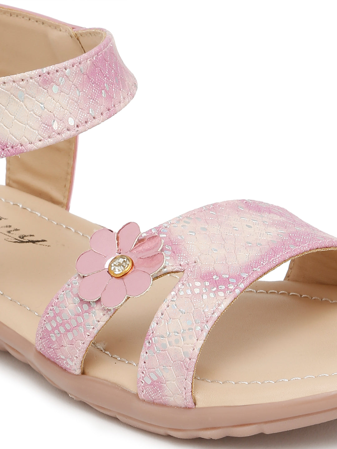 Tiny Bugs Girls Flowral Embellished Sandals - Purple
