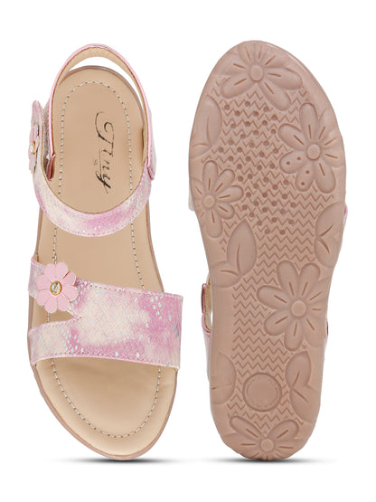 Tiny Bugs Girls Flowral Embellished Sandals - Purple