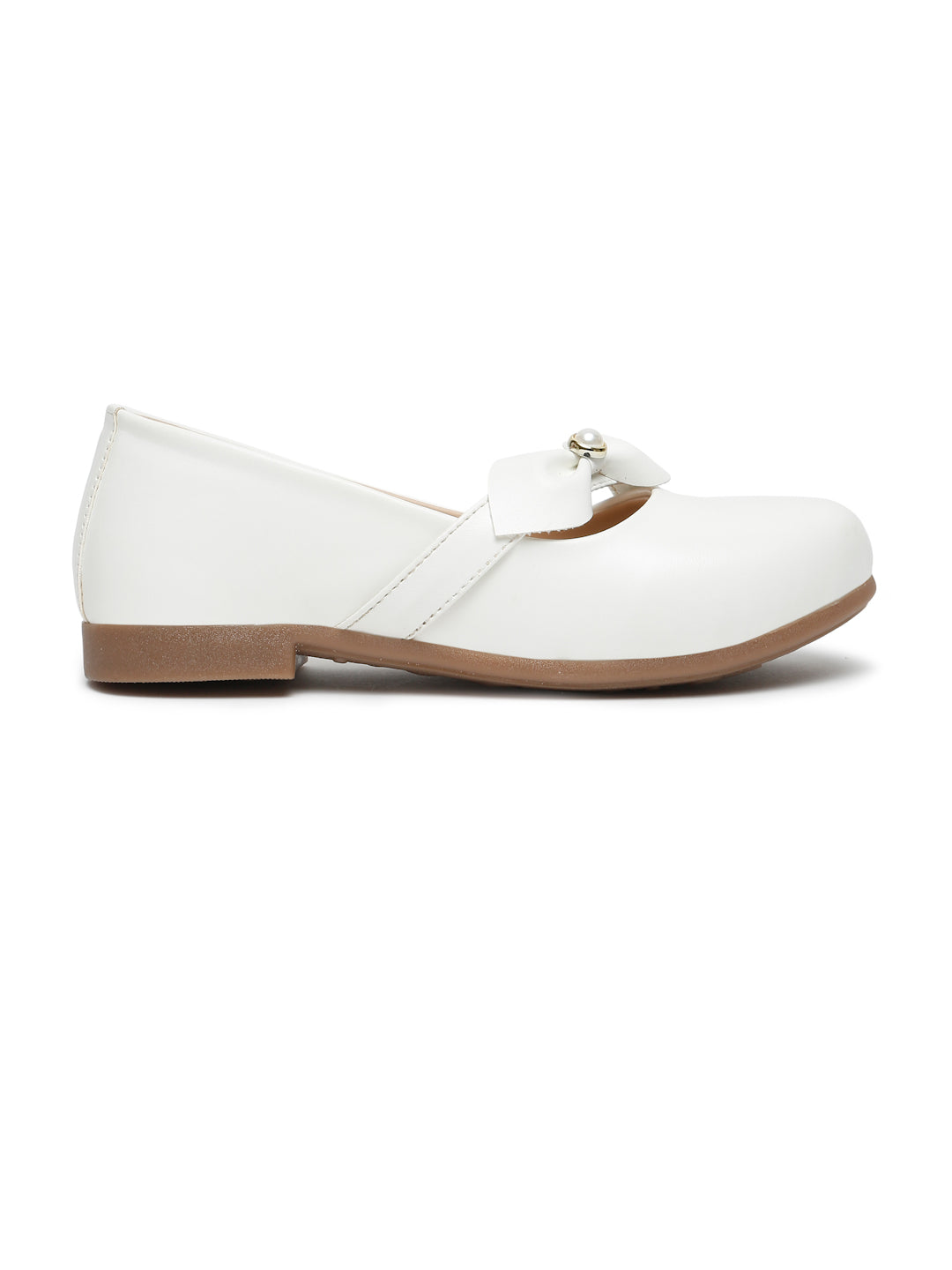 Tiny Bugs Party wear Embellished Ballerinas - White