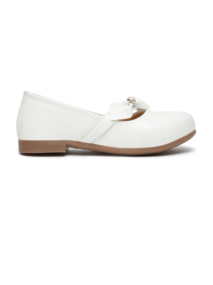 Tiny Bugs Party wear Embellished Ballerinas - White