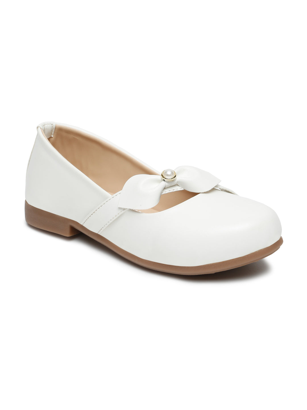 Tiny Bugs Party wear Embellished Ballerinas - White