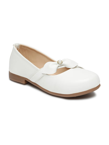 Tiny Bugs Party wear Embellished Ballerinas - White