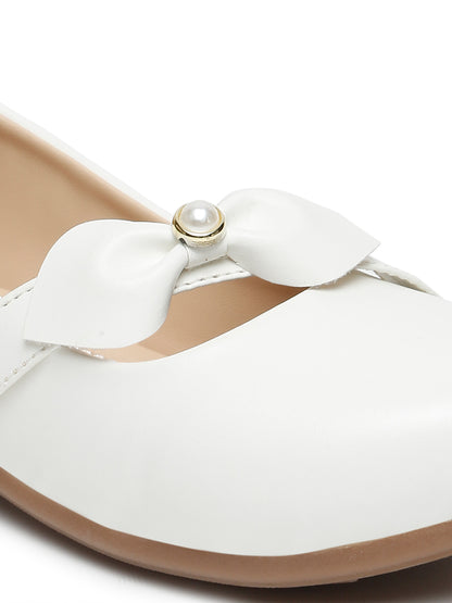 Tiny Bugs Party wear Embellished Ballerinas - White