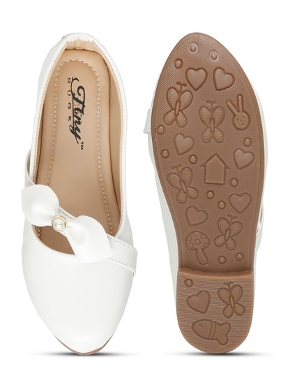 Tiny Bugs Party wear Embellished Ballerinas - White