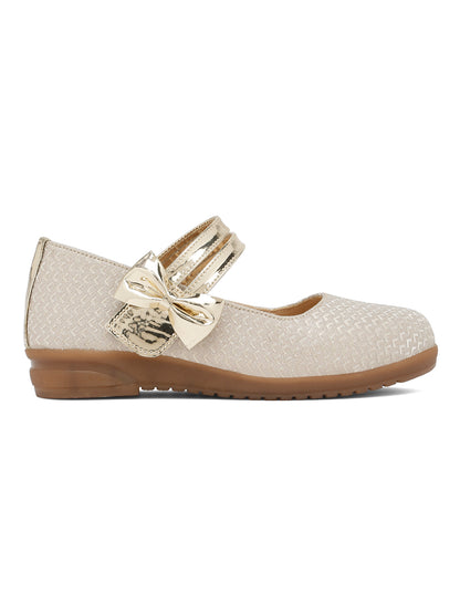 Tiny Bugs Girls Party Wear Embellished Ballerinas - Gold