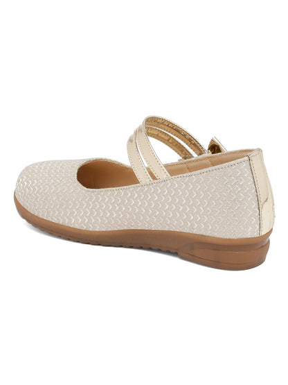 Tiny Bugs Girls Party Wear Embellished Ballerinas - Gold