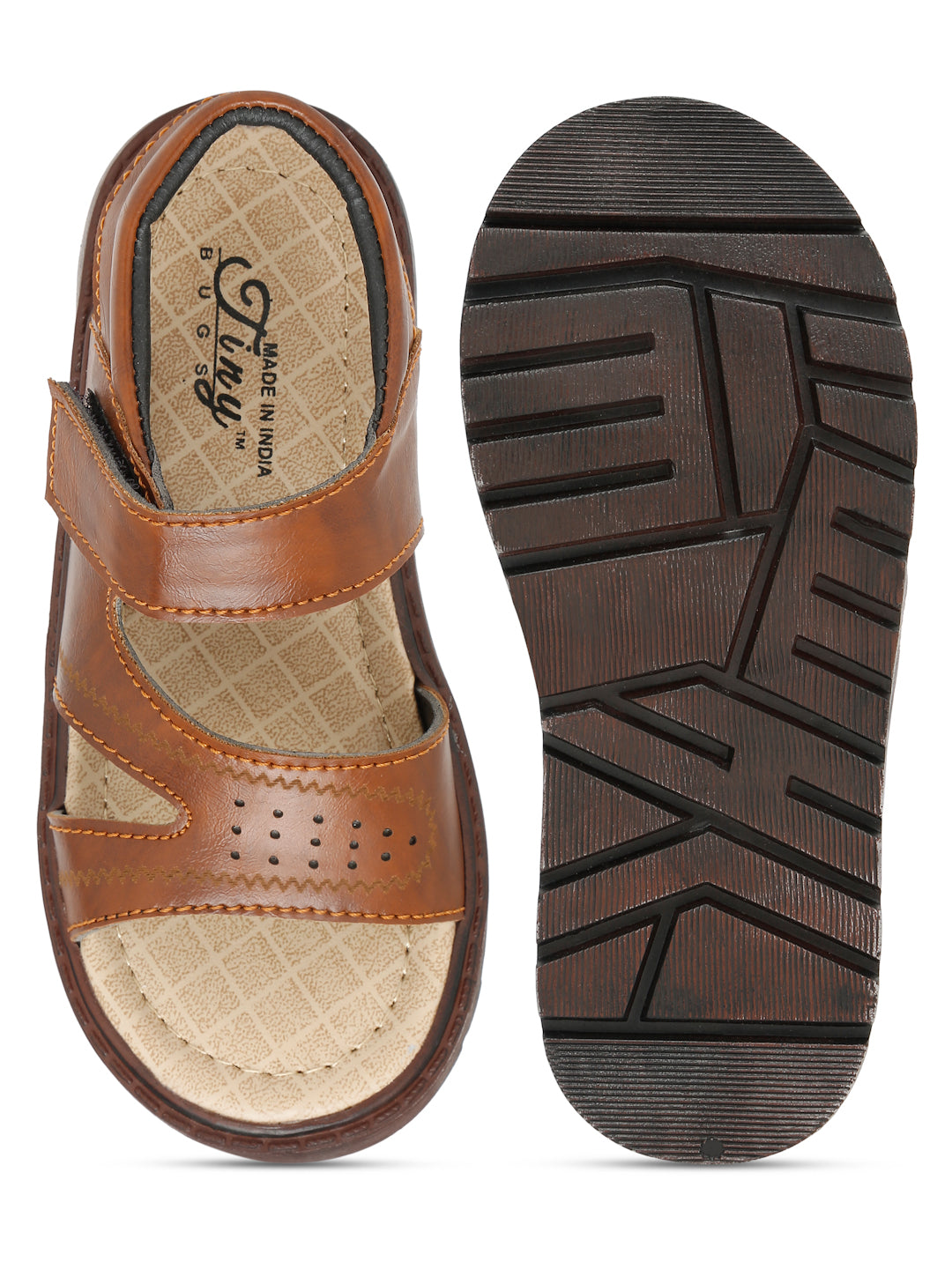 Tiny Bugs Boys Casual Velcro Sandals - Tan
