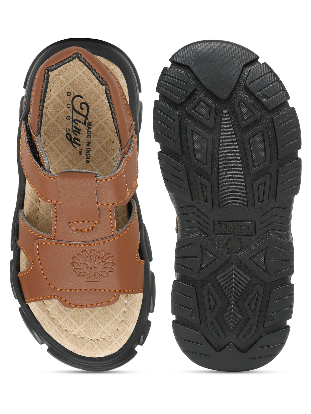 Tiny Bugs Boys Casual Velcro Sandals - Tan