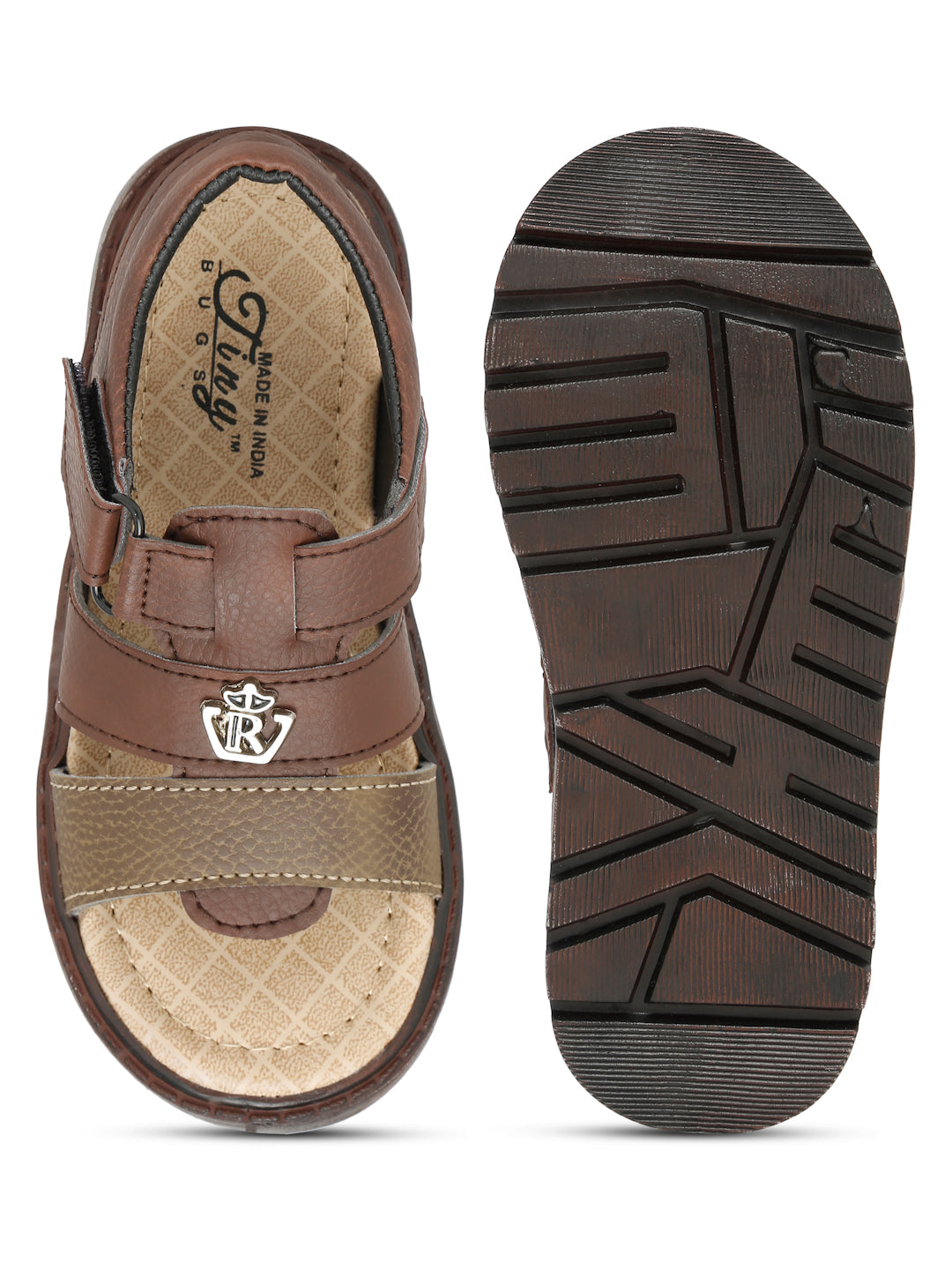 Tiny Bugs Boys Casual Velcro Sandals - Brown