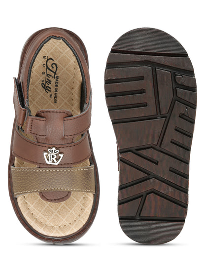 Tiny Bugs Boys Casual Velcro Sandals - Brown
