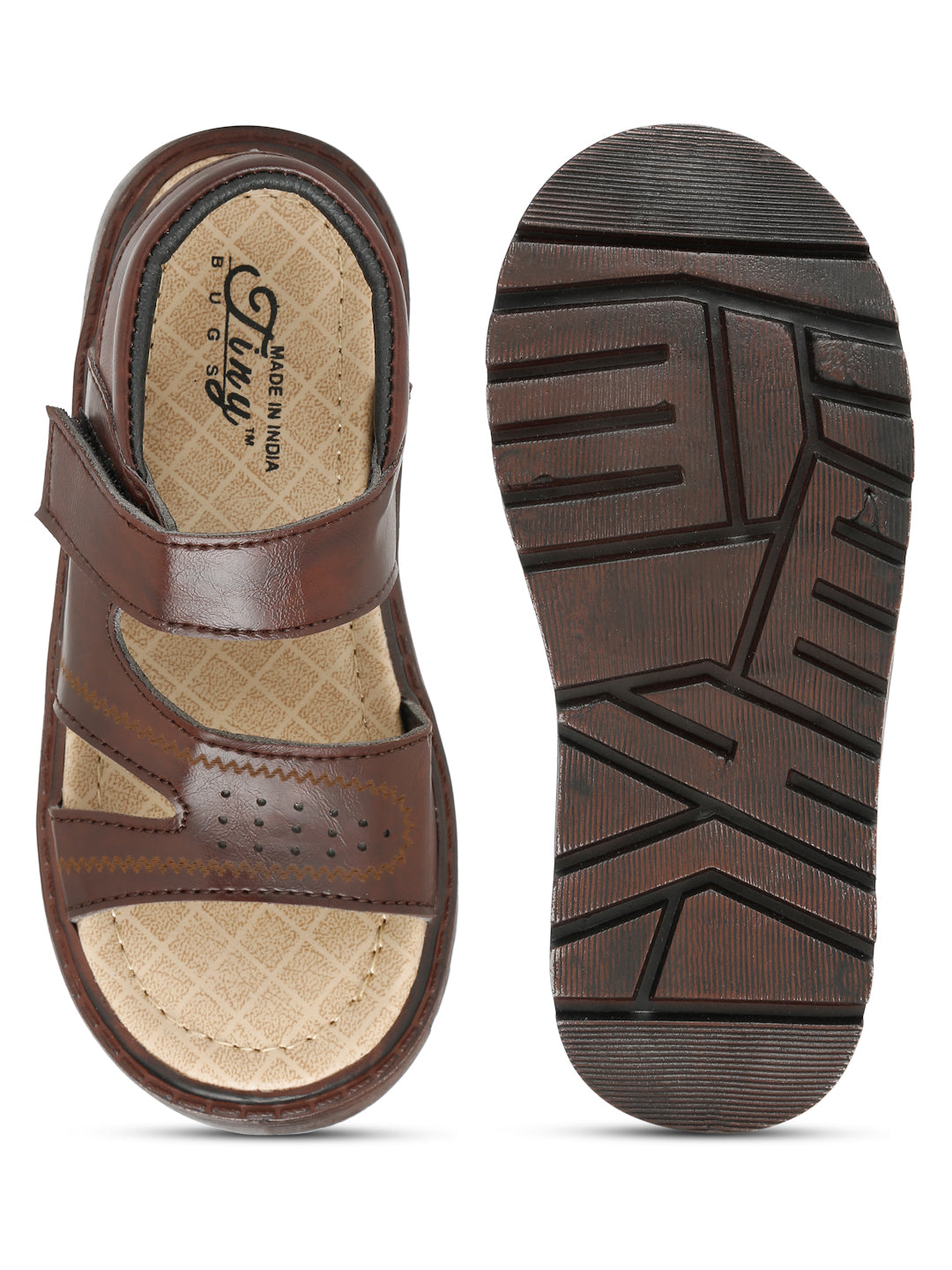 Tiny Bugs Boys Casual Velcro Sandals - Brown