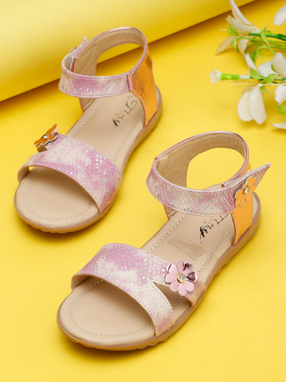 Tiny Bugs Girls Flowral Embellished Sandals - Purple