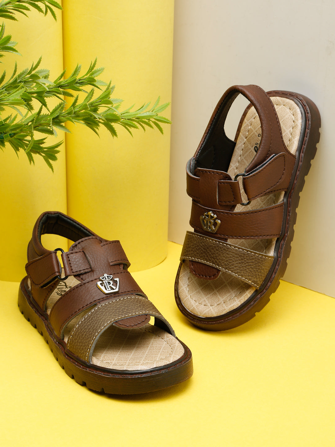 Tiny Bugs Boys Casual Velcro Sandals - Brown