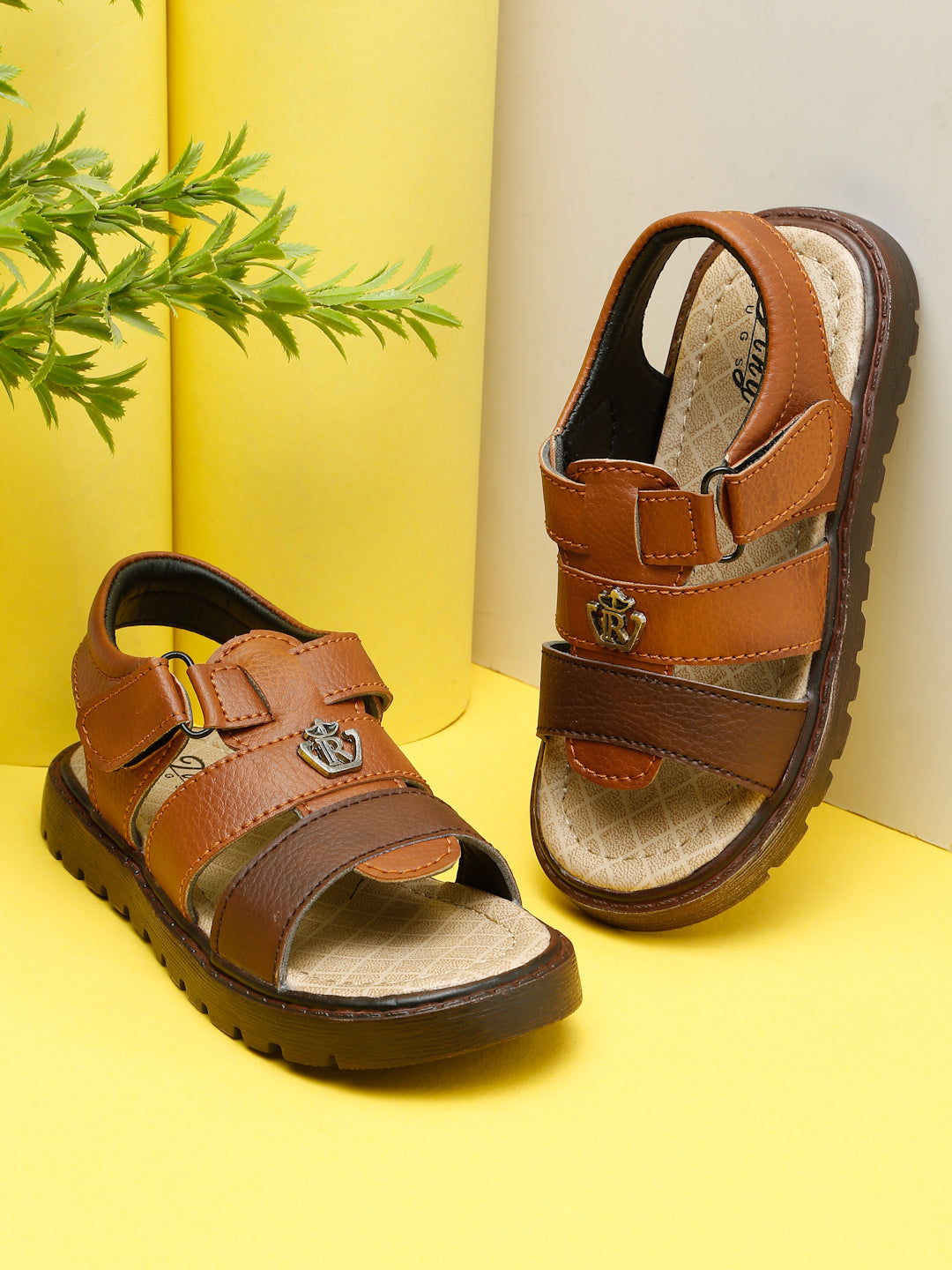 Tiny Bugs Boys Casual Velcro Sandals - Tan