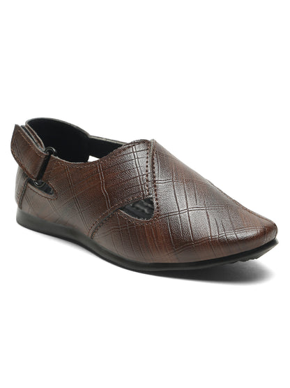 Tiny Bugs Boys Party Wear Roman Sandals - Brown