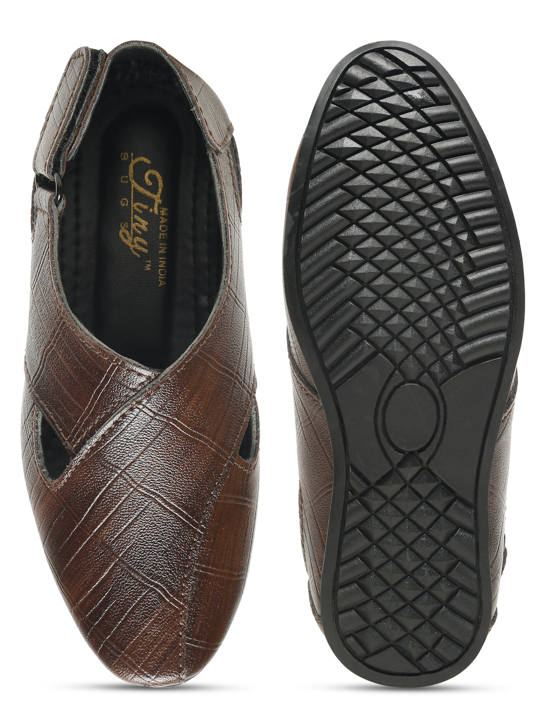 Tiny Bugs Boys Party Wear Roman Sandals - Brown