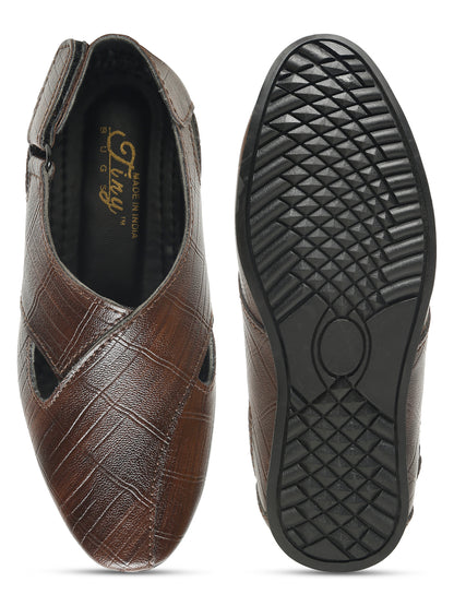 Tiny Bugs Boys Party Wear Roman Sandals - Brown