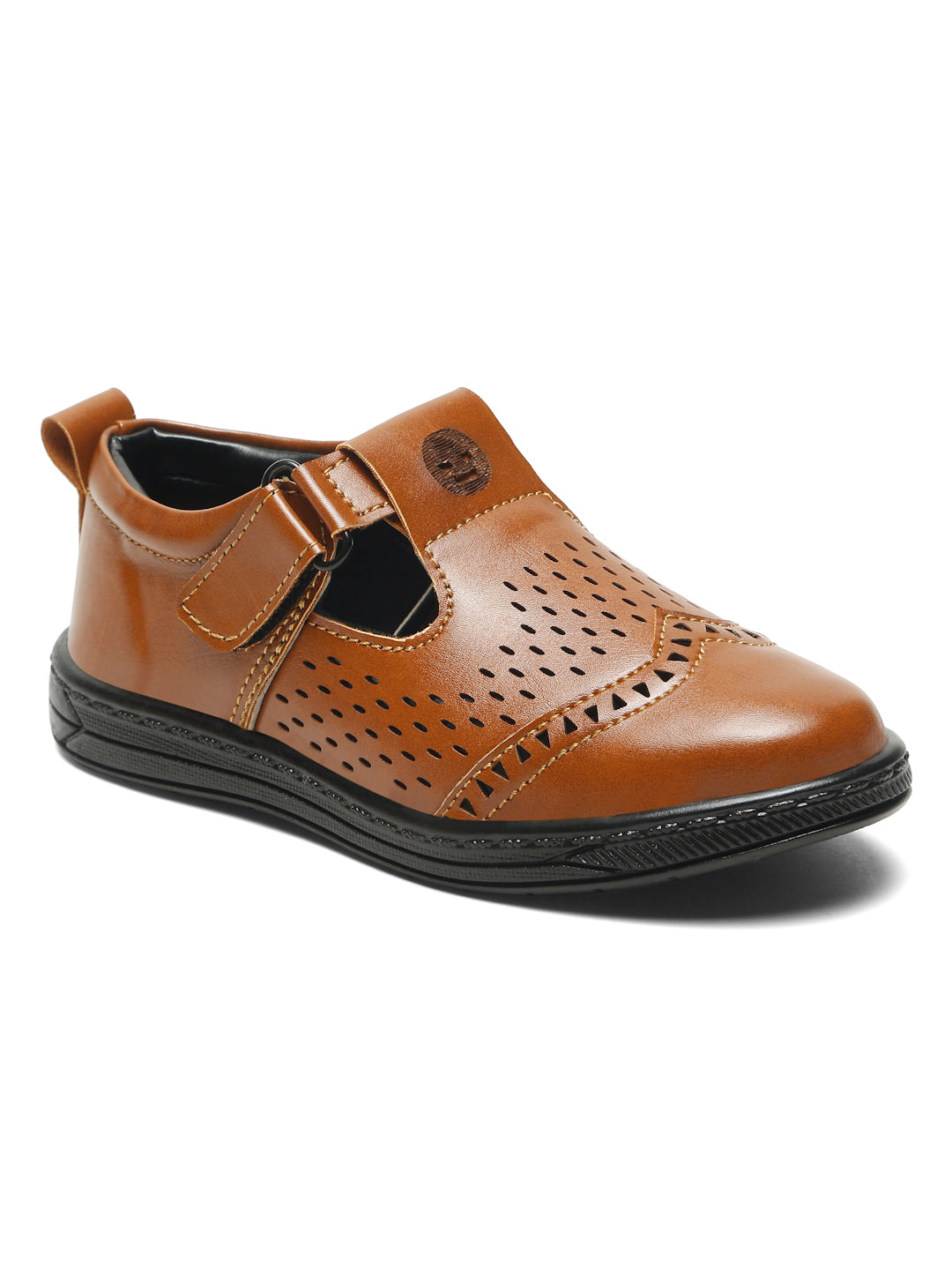 Tiny Bugs Velcro Party Wear Roman Sandals - Tan