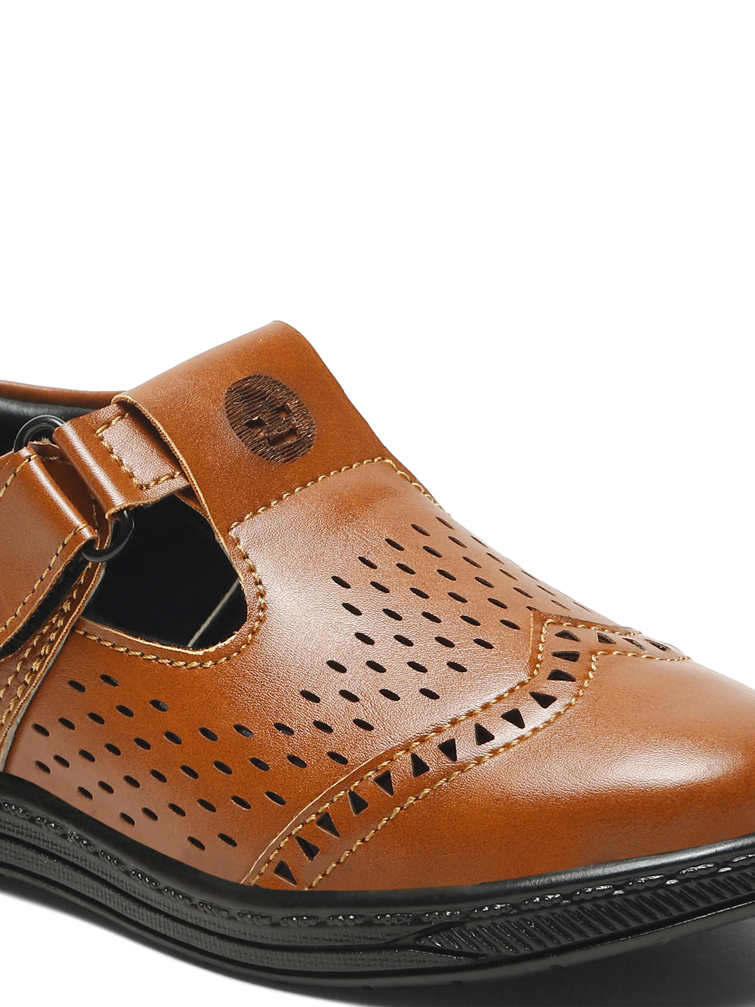 Tiny Bugs Velcro Party Wear Roman Sandals - Tan
