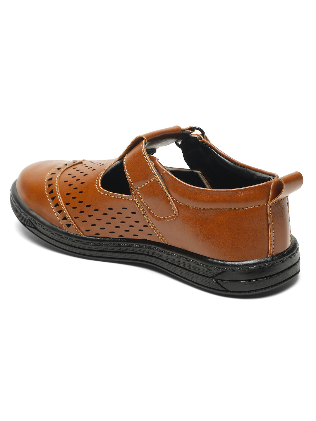 Tiny Bugs Velcro Party Wear Roman Sandals - Tan