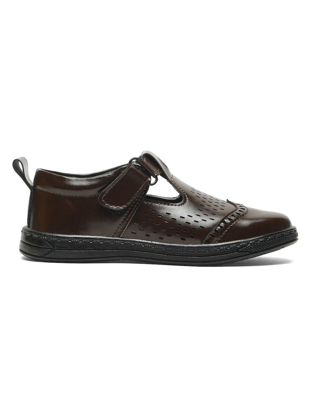 Tiny  Bugs Velcro Party Wear Roman Sandals - Brown