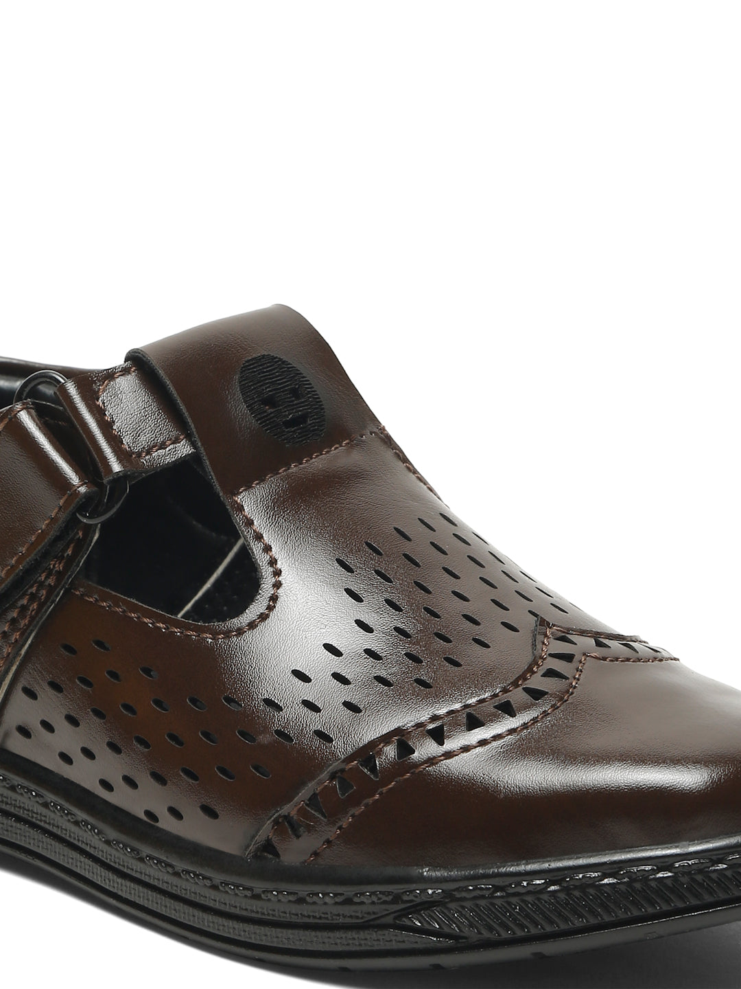 Tiny  Bugs Velcro Party Wear Roman Sandals - Brown