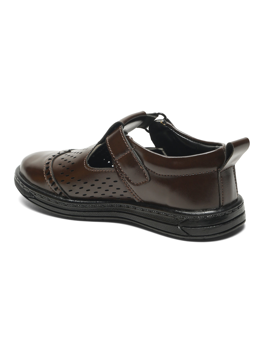 Tiny  Bugs Velcro Party Wear Roman Sandals - Brown