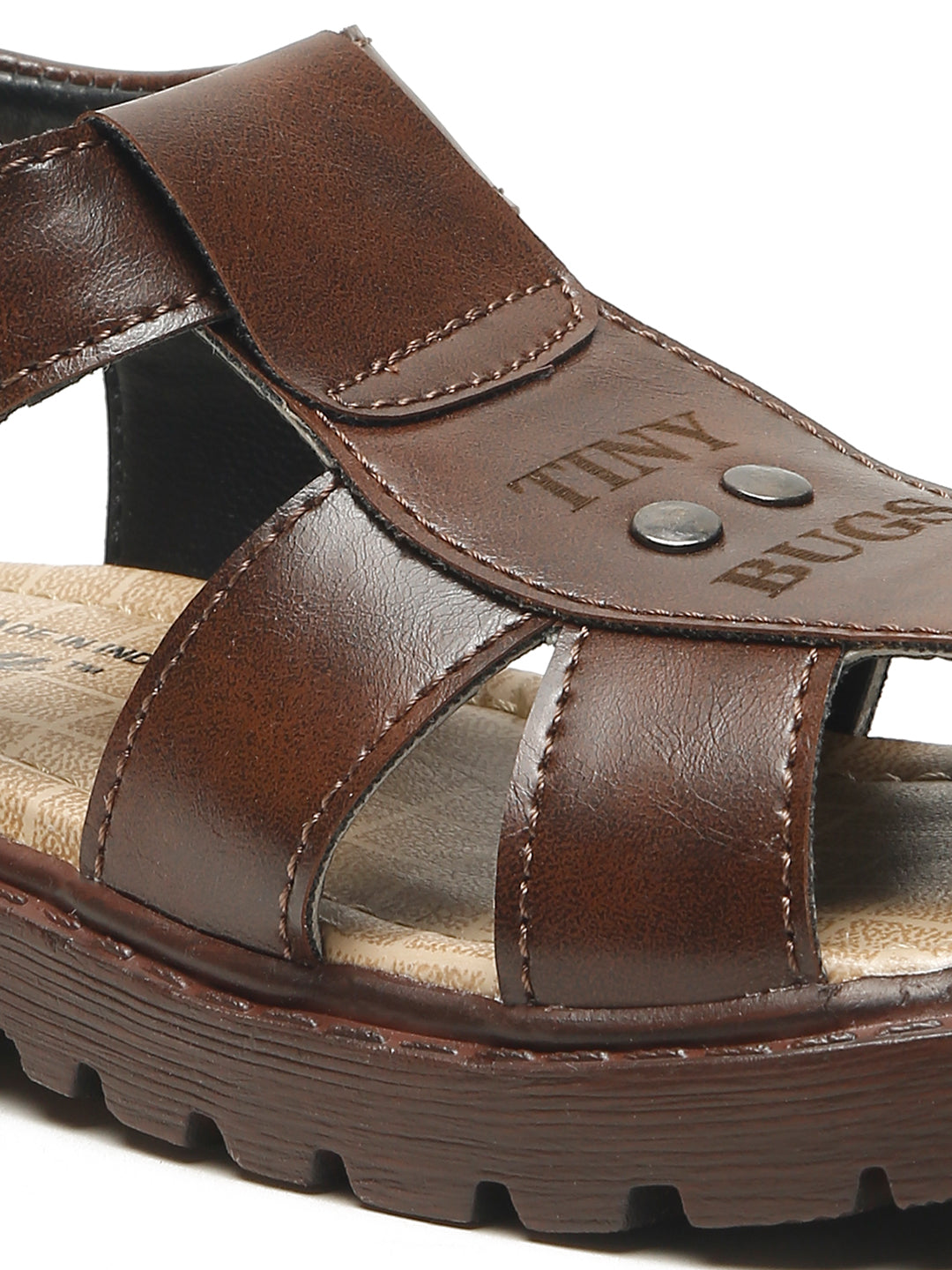 Tiny Bugs Boys Casual Velcro Sandals - Brown