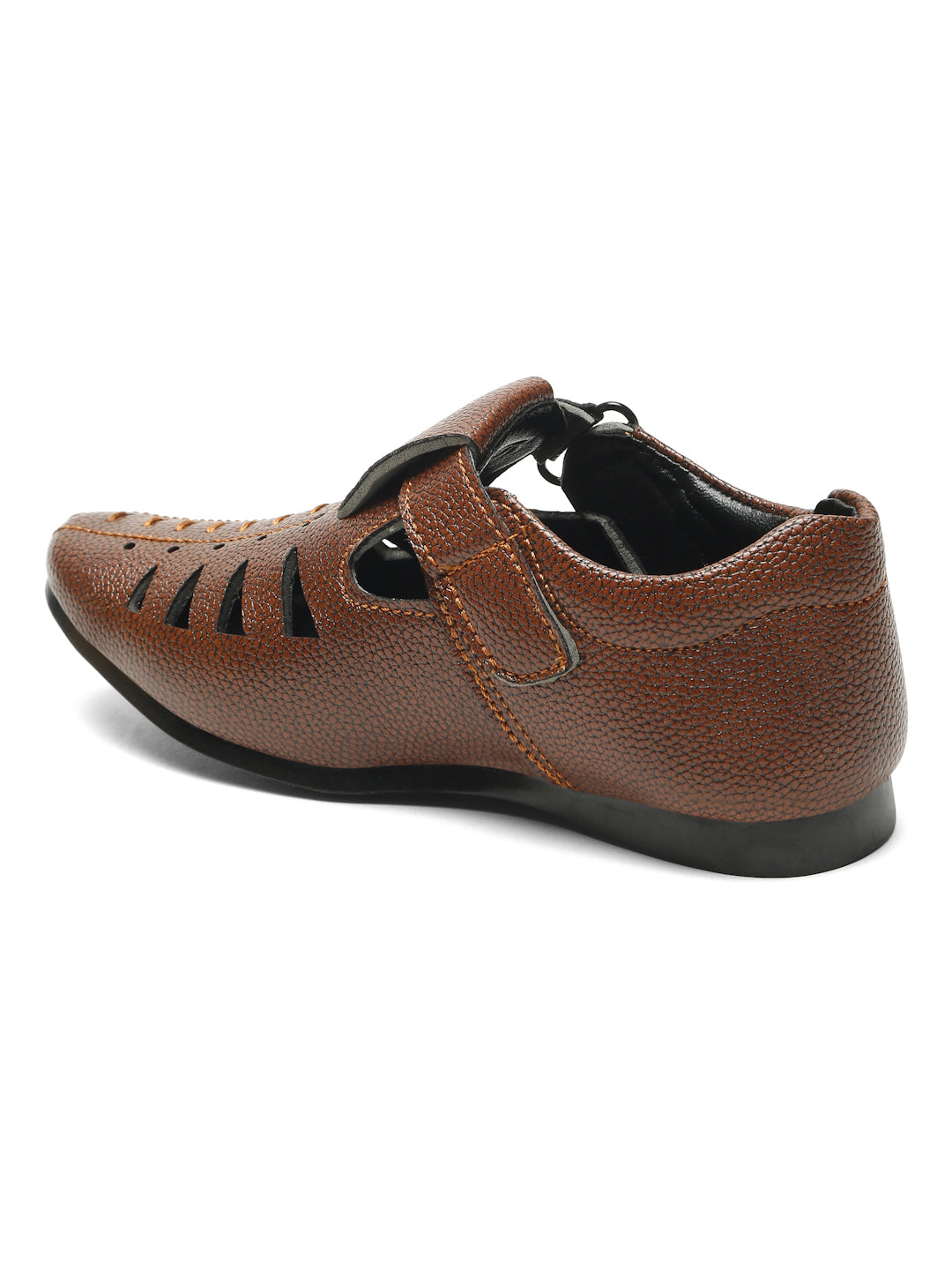 Tiny Bugs Velcro Party Wear Roman Sandals - Tan and Brown