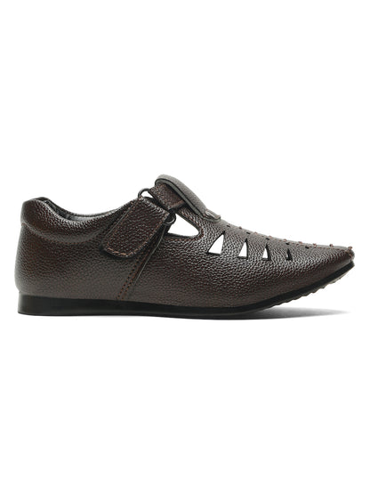 Ting Bugs Velcro Party Wear Roman Sandals - Brown