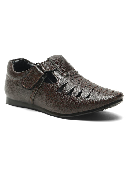 Ting Bugs Velcro Party Wear Roman Sandals - Brown