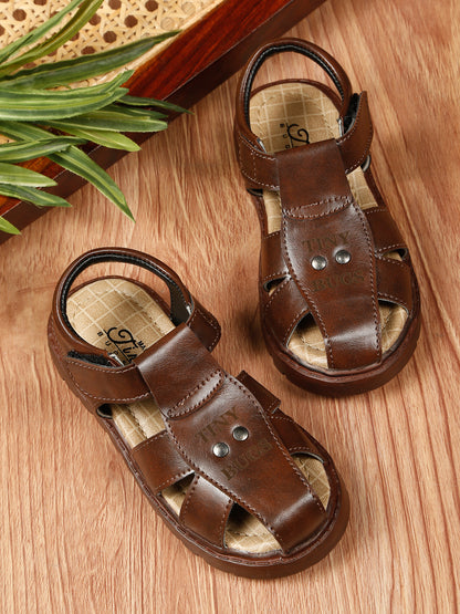 Tiny Bugs Boys Casual Velcro Sandals - Brown