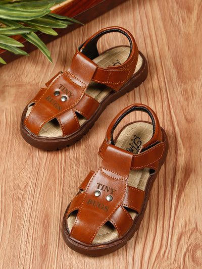 Tiny Bugs Boys Casual Velcro Sandals - Tan