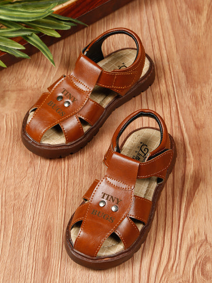 Tiny Bugs Boys Casual Velcro Sandals - Tan