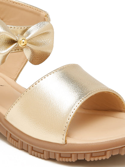 Tiny Bugs Girls Bow Embellished Sandals - Gold
