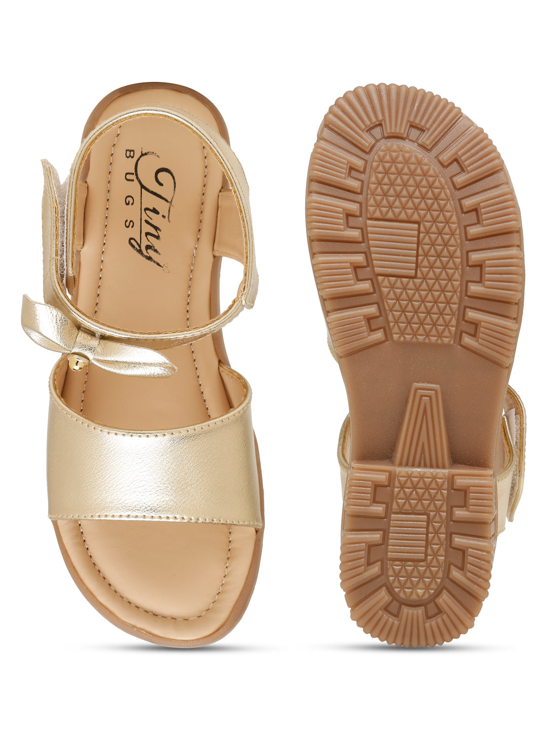 Tiny Bugs Girls Bow Embellished Sandals - Gold