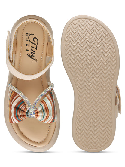 Tiny Bugs Girls Bow Emellished Sandals - Multi