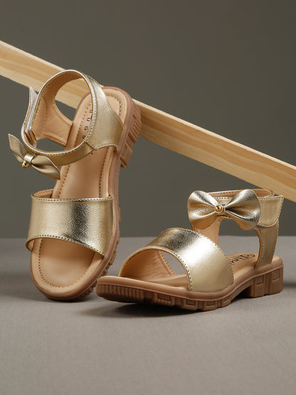 Tiny Bugs Girls Bow Embellished Sandals - Gold