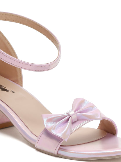 Tiny Bugs Bow Applique Open Toe Party Wear Sandals - Purple