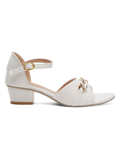 Tiny Bugs Bow Applique Open Toe Party Wear Sandals - White